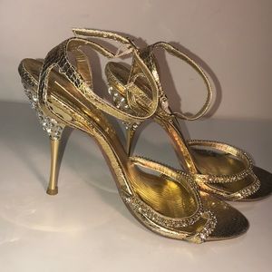 Fabulous Celeste Gold Rhinestones Stilettos